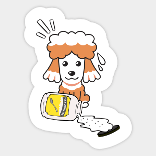 Cute French Poodle spilled mayonnaise Sticker